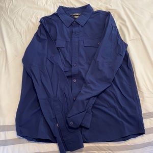 Blue long sleeve outdoor research shirt